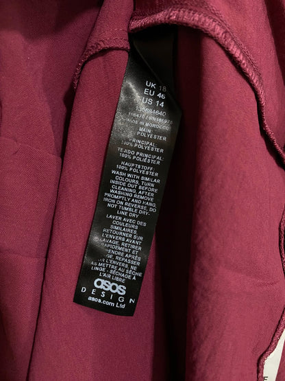 ASOS |M| BUST 21|A27| MAUVE / BERRY LONG-SLEEVE GATHERED WAIST MIDI DRESS