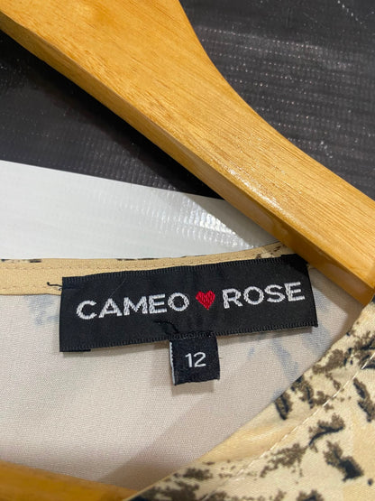 CAMEO ROSE |M| BUST 18| A27| BLACK & BEIGE BAROQUE ANIMAL PRINT LONG-SLEEVE MINI DRESS