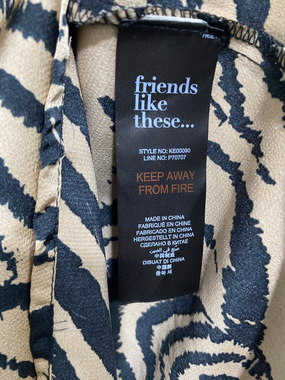 FRIENDS LIKE THESE |L| BUST 21| A27| BLACK & BEIGE ZEBRA PRINT WRAP-STYLE LONG-SLEEVE MIDI DRESS