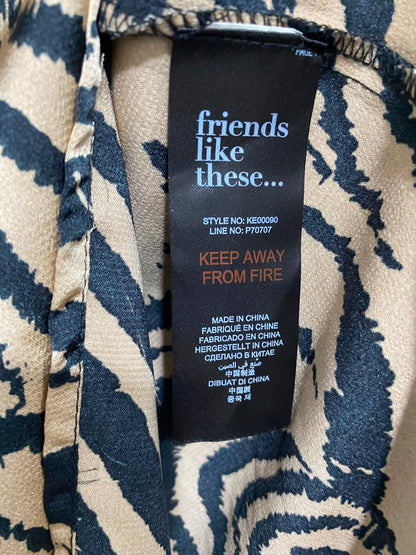 FRIENDS LIKE THESE |L| BUST 21| A27| BLACK & BEIGE ZEBRA PRINT WRAP-STYLE LONG-SLEEVE MIDI DRESS