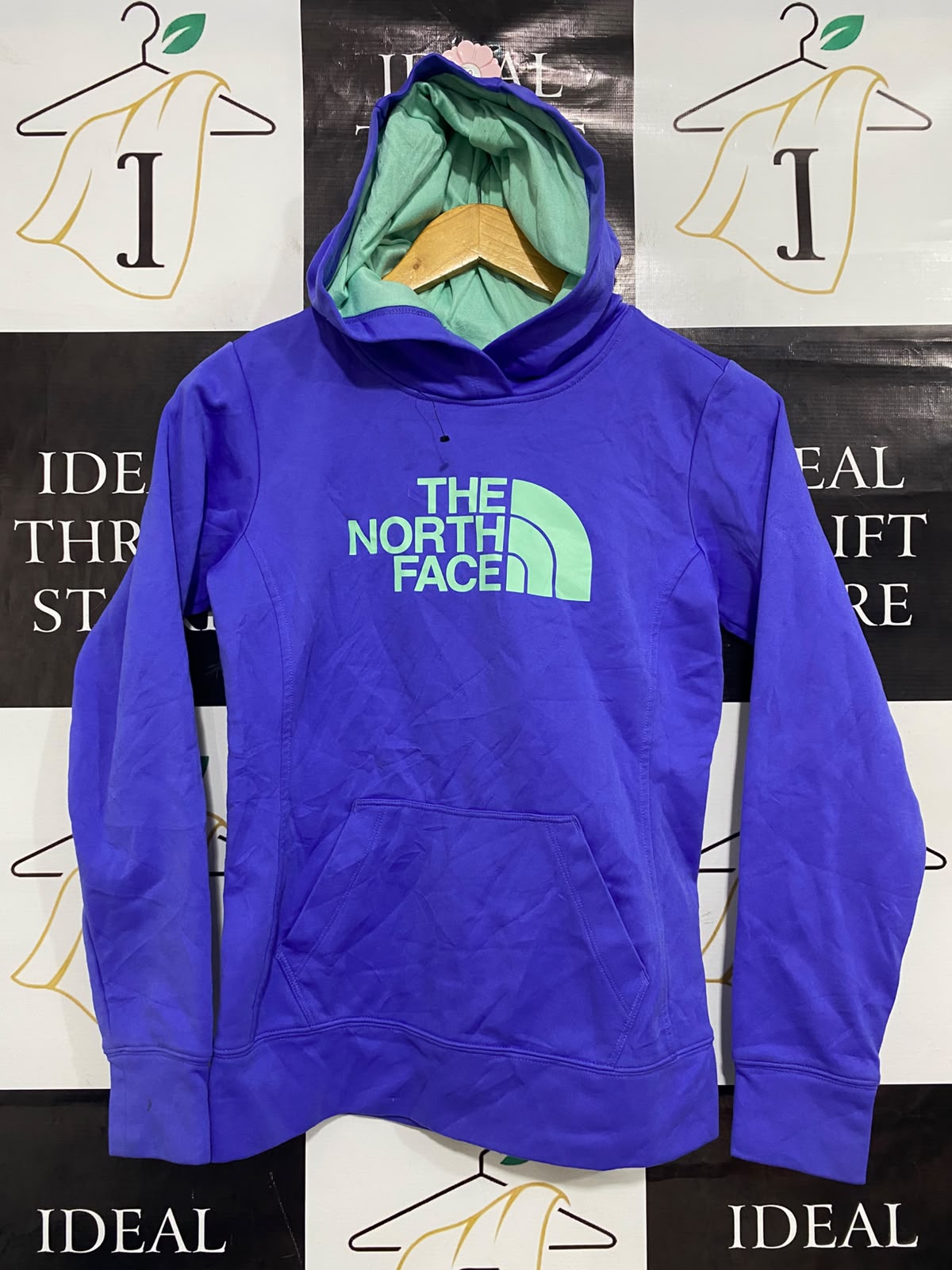 THE NORTH FACE |S| BUST 16| A27| PURPLE & MINT GREEN HOODED SWEATSHIRT