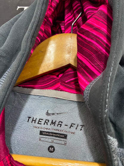 NIKE |M| BUST 20| A27| GREY & PINK VIBRANT SWOOSH ATHLETIC HOODED SWEATSHIRT