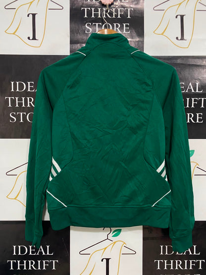 ADIDAS |S| BUST 17| A27| FOREST GREEN & WHITE PIPED ATHLETIC ZIP-UP TRACK JACKET