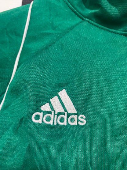 ADIDAS |S| BUST 17| A27| FOREST GREEN & WHITE PIPED ATHLETIC ZIP-UP TRACK JACKET