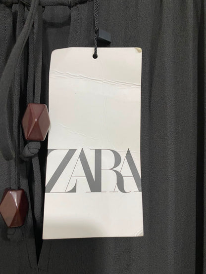 ZARA |S| BUST 20| A27| ELEGANT BLACK TIE-WAIST LONG-SLEEVE MIDI DRESS