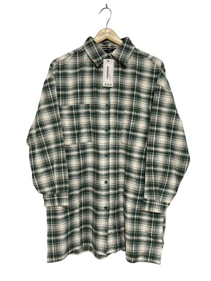 BOOHOO |S| BUST 23| A28| GREEN & WHITE PLAID OVERSIZED BUTTON-DOWN SHIRT / TUNIC