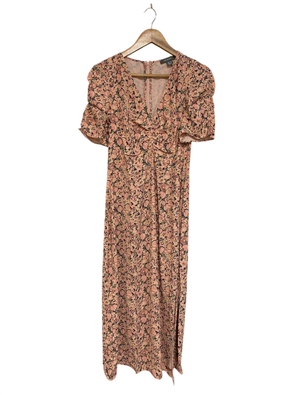PRIMARK |M| BUST 17| A28| PINK & BROWN VINTAGE FLORAL MIDI / MAXI DRESS