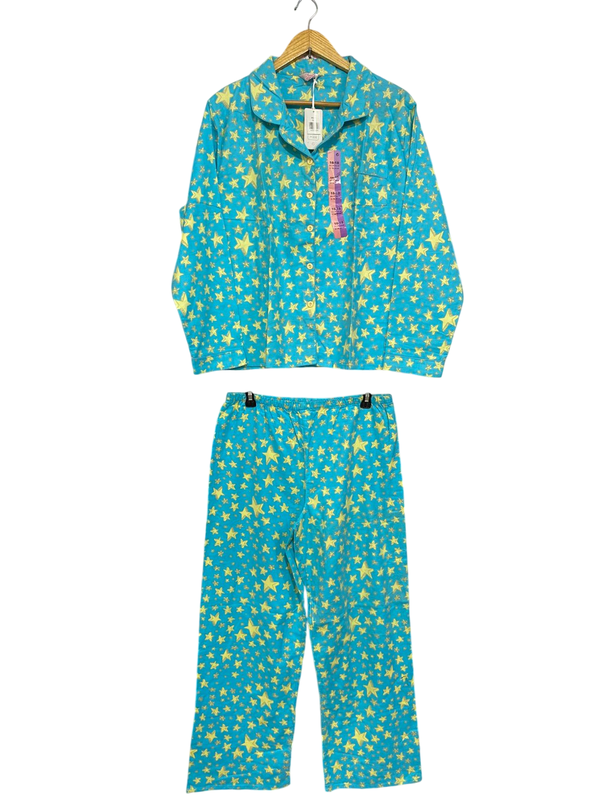 SECRET |L| A28| TURQUOISE BLUE & YELLOW STAR PRINT PAJAMA SET