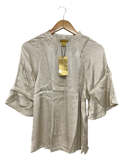 H&M |XS| BUST 18| A28| CHAMPAGNE SATIN GATHERED-NECK FLARED-SLEEVE BLOUSE