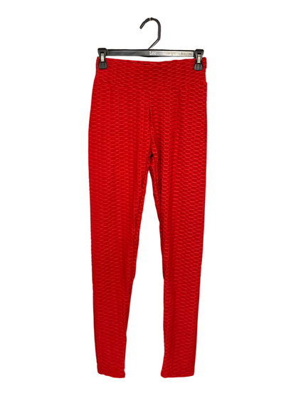 |M| WAIST 24| A28| VIBRANT RED TEXTURED ANTI-CELLULITE HIGH-WAISTED ATHLETIC LEGGINGS