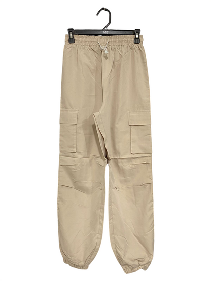 |XS| WAIST 25| A28| BEIGE UTILITY CARGO JOGGER PANTS WITH FLAP POCKETS