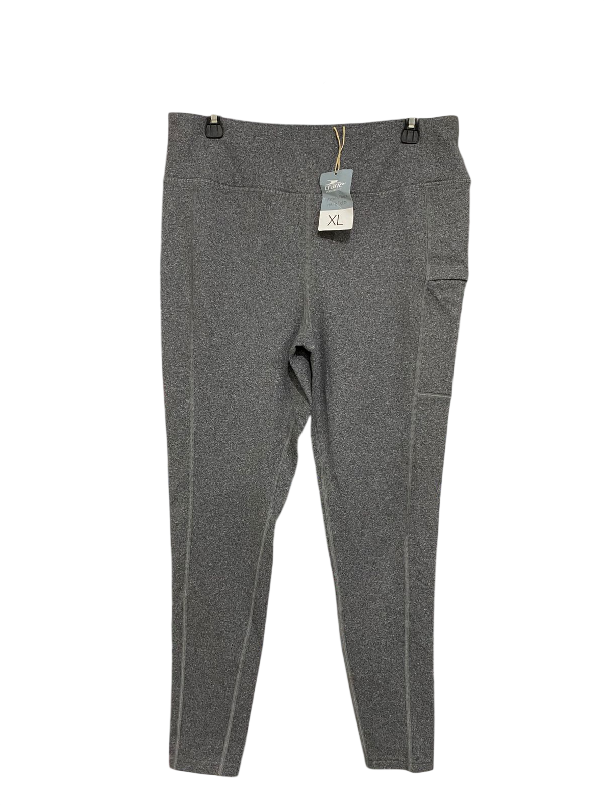 CRANE |XL| WAIST 32| A28| GREY HEATHERED HIGH-WAISTED POCKET ATHLETIC LEGGINGS