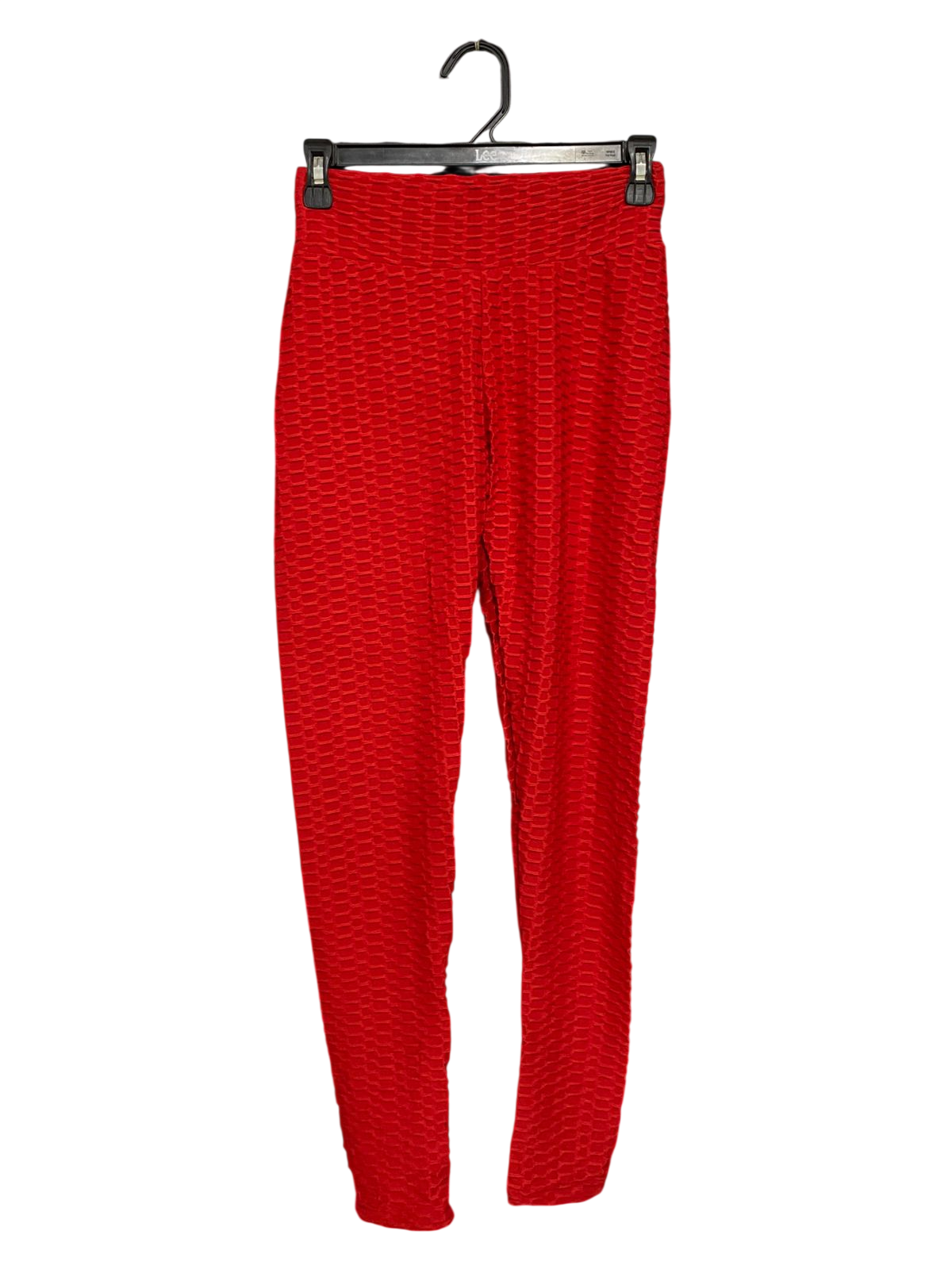 |XS| WAIST 24| A28| VIBRANT RED TEXTURED ANTI-CELLULITE HIGH-WAISTED ATHLETIC LEGGINGS