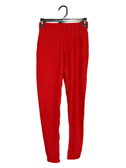 |XS| WAIST 24| A28| VIBRANT RED TEXTURED ANTI-CELLULITE HIGH-WAISTED ATHLETIC LEGGINGS