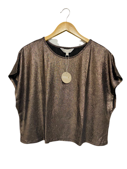 APRICOT |XL| BUST 22| A28| BRONZE METALLIC SHIMMER SHORT-SLEEVE CROP TOP