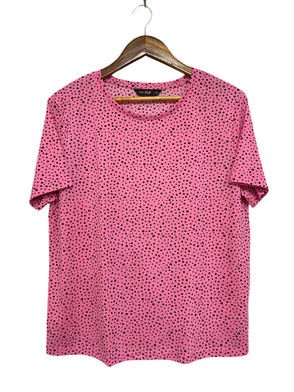 F&F |M| BUST 21| A28| PINK & BLACK POLKA-DOT SHORT-SLEEVE T-SHIRT / CASUAL TOP