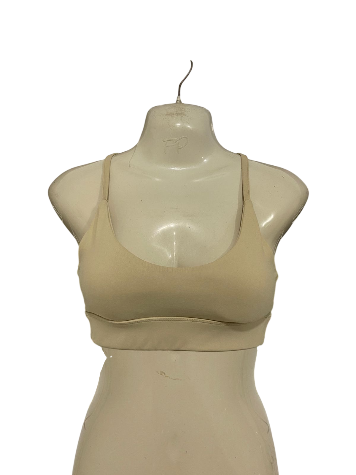 EMERSE |XS| BUST 13| A28| NUDE BEIGE SCOOP-NECK ATHLETIC SPORTS BRA / CROP TOP