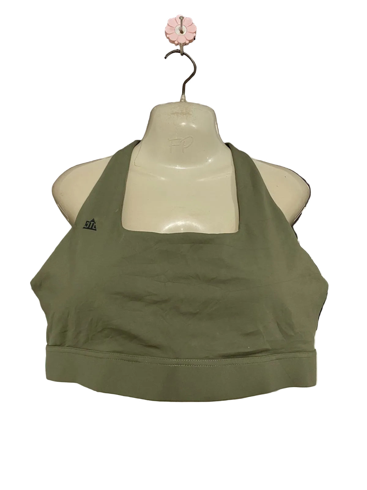 DTL |M| BUST 18| A28| OLIVE GREEN SQUARE-NECK ATHLETIC SPORTS BRA / CROP TOP