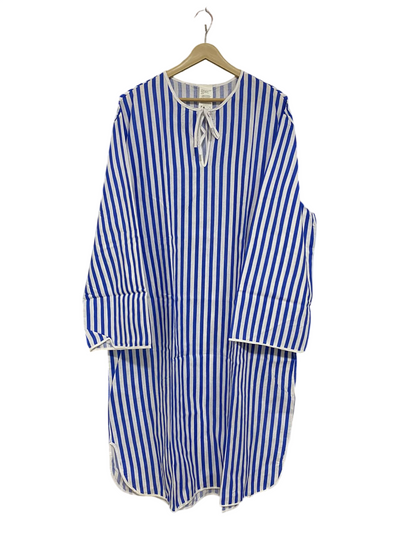 FORUM |XL| BUST 25| A29| BLUE & WHITE STRIPED TIE-NECK LONG-SLEEVE MIDI SHIRT DRESS