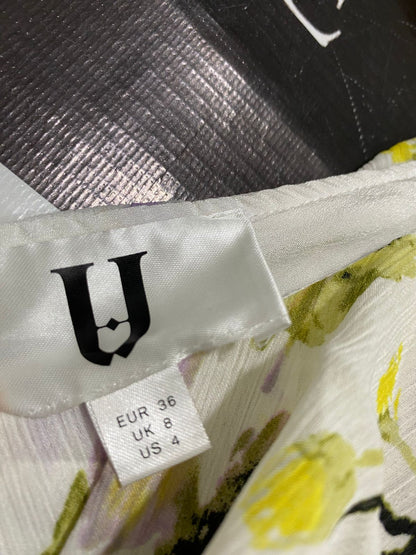 U |S| BUST 16| A29| WHITE & PASTEL FLORAL RUFFLED V-NECK MAXI DRESS