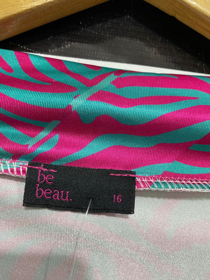 BE BEAU |L| BUST FREE| A29| HOT PINK & TURQUOISE ZEBRA PRINT WRAP-STYLE DRESS / SARONG