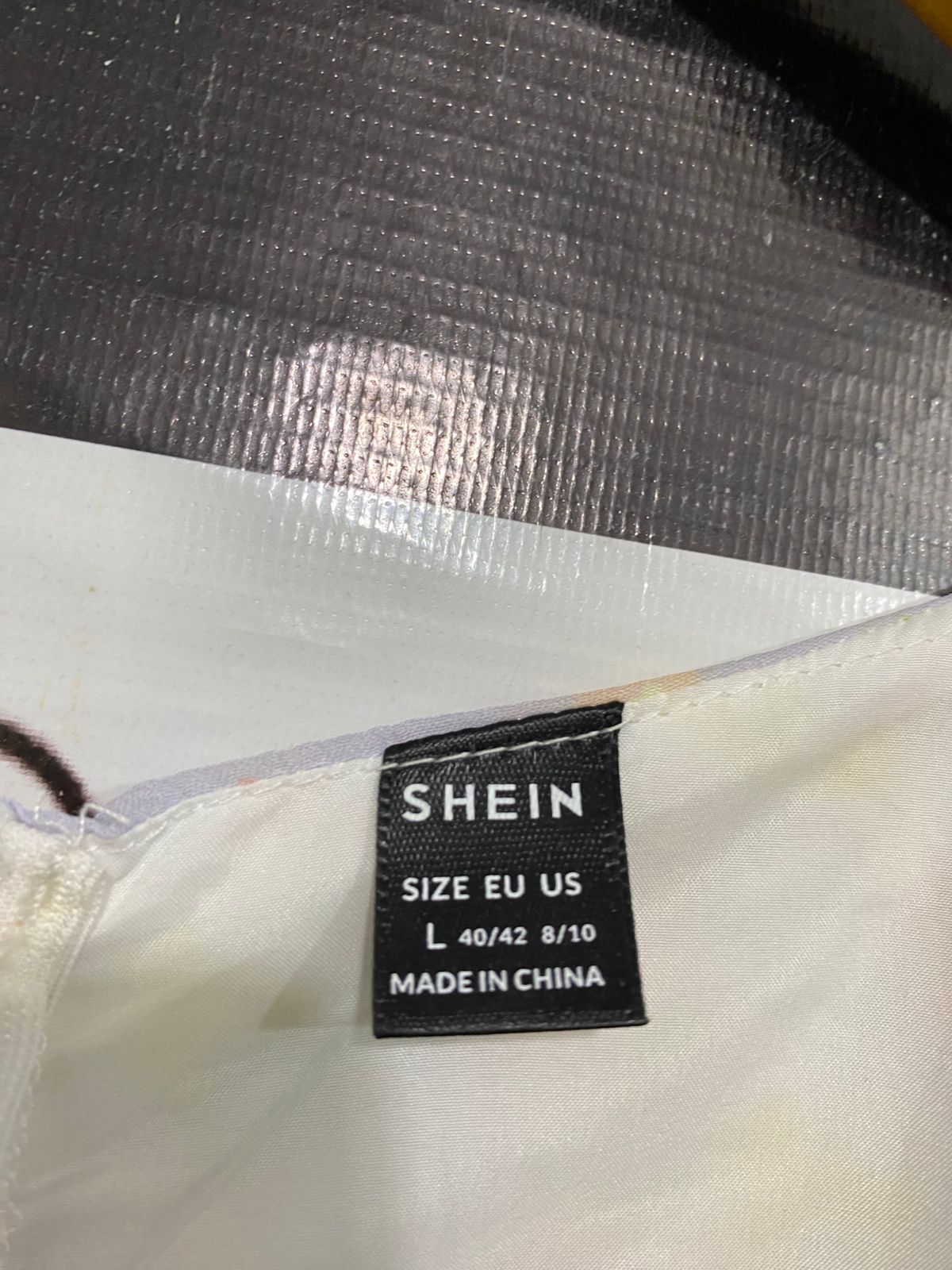 SHEIN |L| BUST 17| A29| LAVENDER & YELLOW FLORAL SQUARE-NECK LONG-SLEEVE MIDI DRESS