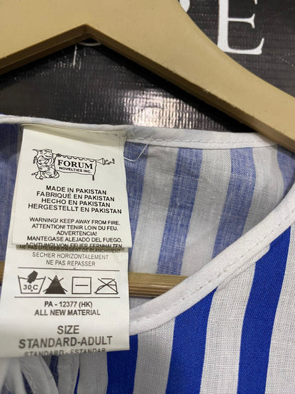FORUM |XL| BUST 25| A29| BLUE & WHITE STRIPED TIE-NECK LONG-SLEEVE MIDI SHIRT DRESS