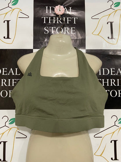 DTL |M| BUST 18| A28| OLIVE GREEN SQUARE-NECK ATHLETIC SPORTS BRA / CROP TOP