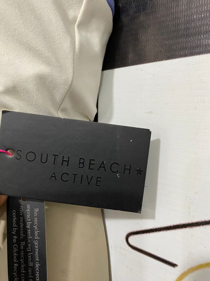 SOUTH BEACH |M| BUST 15| A28| WHITE, ORANGE & PURPLE TRIM ATHLETIC SPORTS BRA / CROP TOP