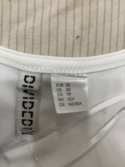 H&M |XS| BUST 12| A28| CLASSIC WHITE SQUARE-NECK LONG-SLEEVE CROP TOP