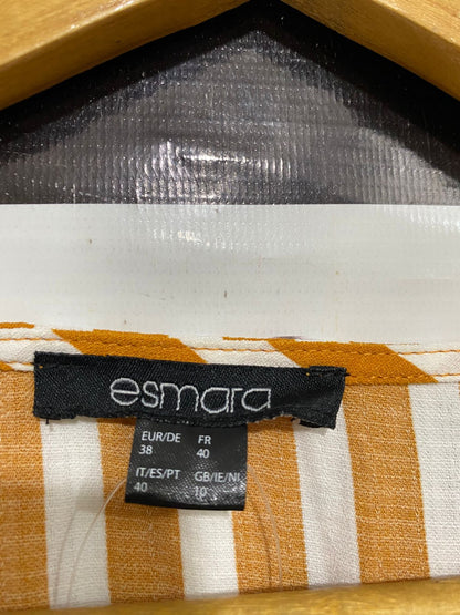 ESMARA |S| BUST 15| A28| MUSTARD YELLOW & WHITE STRIPED TIE-STRAP BUTTON-FRONT MIDI DRESS