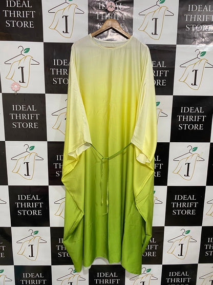|M| BUST FREE | A28| YELLOW & GREEN OMBRE FLOWY CAFTAN / MAXI DRESS