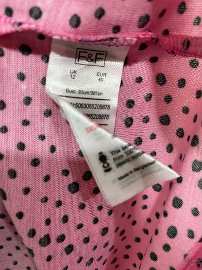 F&F |M| BUST 21| A28| PINK & BLACK POLKA-DOT SHORT-SLEEVE T-SHIRT / CASUAL TOP