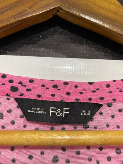 F&F |M| BUST 21| A28| PINK & BLACK POLKA-DOT SHORT-SLEEVE T-SHIRT / CASUAL TOP