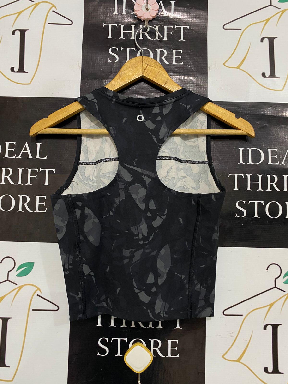 M&S |S| BUST 15 | A28| GOODMOVE BLACK & GREY CAMO ATHLETIC CROP TANK TOP