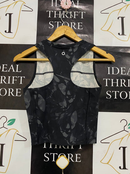 M&S |S| BUST 15 | A28| GOODMOVE BLACK & GREY CAMO ATHLETIC CROP TANK TOP