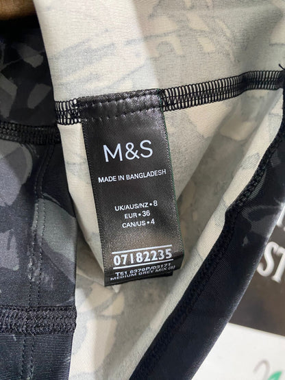 M&S |S| BUST 15 | A28| GOODMOVE BLACK & GREY CAMO ATHLETIC CROP TANK TOP
