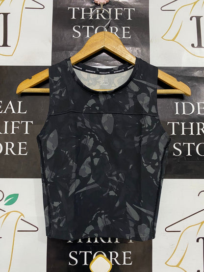 M&S |S| BUST 15 | A28| GOODMOVE BLACK & GREY CAMO ATHLETIC CROP TANK TOP