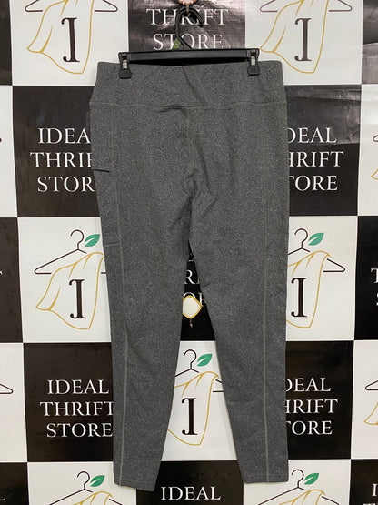 CRANE |XL| WAIST 32| A28| GREY HEATHERED HIGH-WAISTED POCKET ATHLETIC LEGGINGS