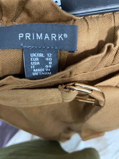 PRIMARK |L| WAIST 30| A28| CAMEL BROWN BELTED HIGH-WAISTED MIDI / MAXI SKIRT