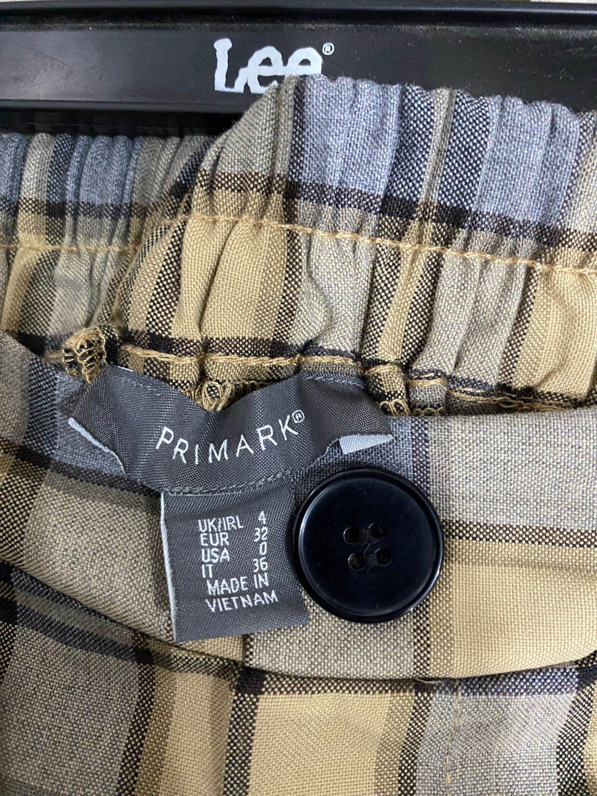 PRIMARK |XS| WAIST 24| A28| YELLOW & GREY PLAID TARTAN HIGH-WAISTED TAILORED TROUSERS