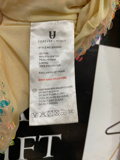 FOREVER UNIQUE |XS| BUST 15| A28| IRIDESCENT HOLOGRAPHIC SEQUIN LONG-SLEEVE CROP TOP