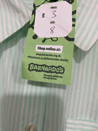 TU WOMAN |S| BUST 24| A28| MINT GREEN & WHITE STRIPED OVERSIZED BUTTON-DOWN SHIRT