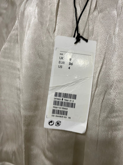 H&M |XS| BUST 18| A28| CHAMPAGNE SATIN GATHERED-NECK FLARED-SLEEVE BLOUSE