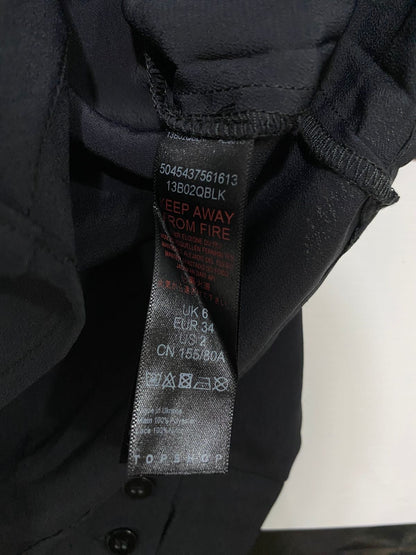TOP SHOP |S| BUST 18| A28| BLACK LACE-INSET COLLARED BUTTON-DOWN BLOUSE