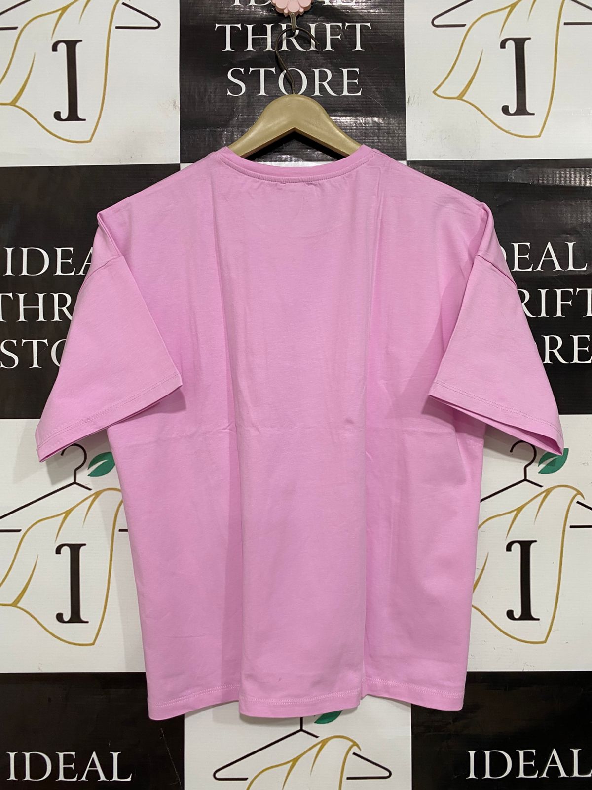 CORTIGIANI |S| BUST 20| A28| BABY PINK "OVERTHINKING" GRAPHIC OVERSIZED T-SHIRT