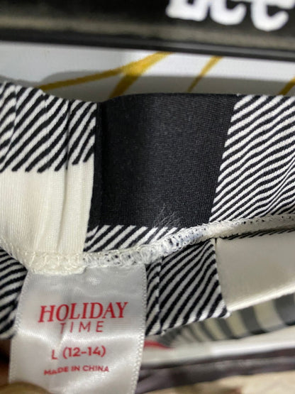 HOLIDAY TIME |L| A28| BLACK & WHITE BUFFALO CHECK PAJAMA SET WITH RED TRIM