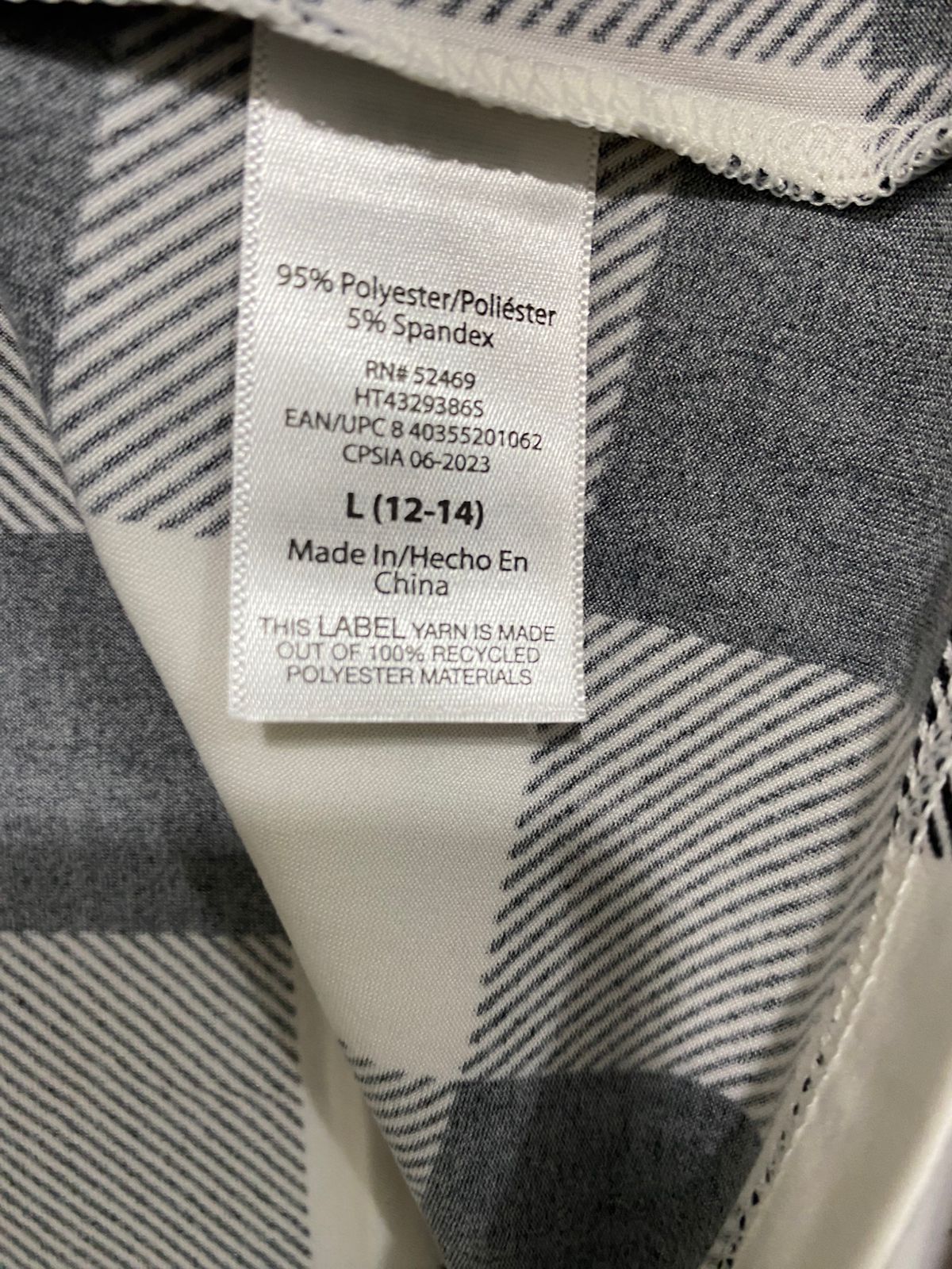 HOLIDAY TIME |L| A28| BLACK & WHITE BUFFALO CHECK PAJAMA SET WITH RED TRIM