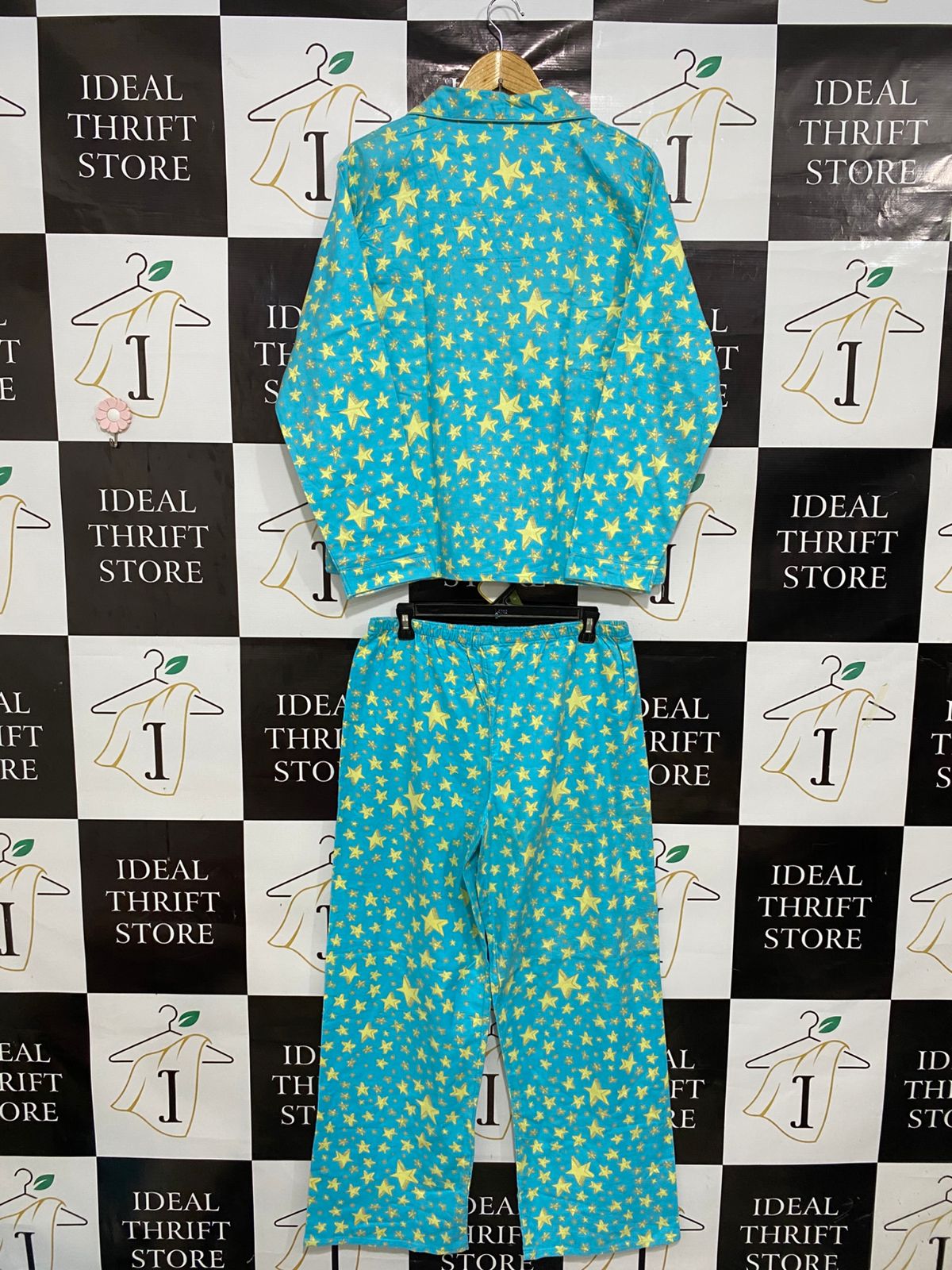 SECRET |L| A28| TURQUOISE BLUE & YELLOW STAR PRINT PAJAMA SET