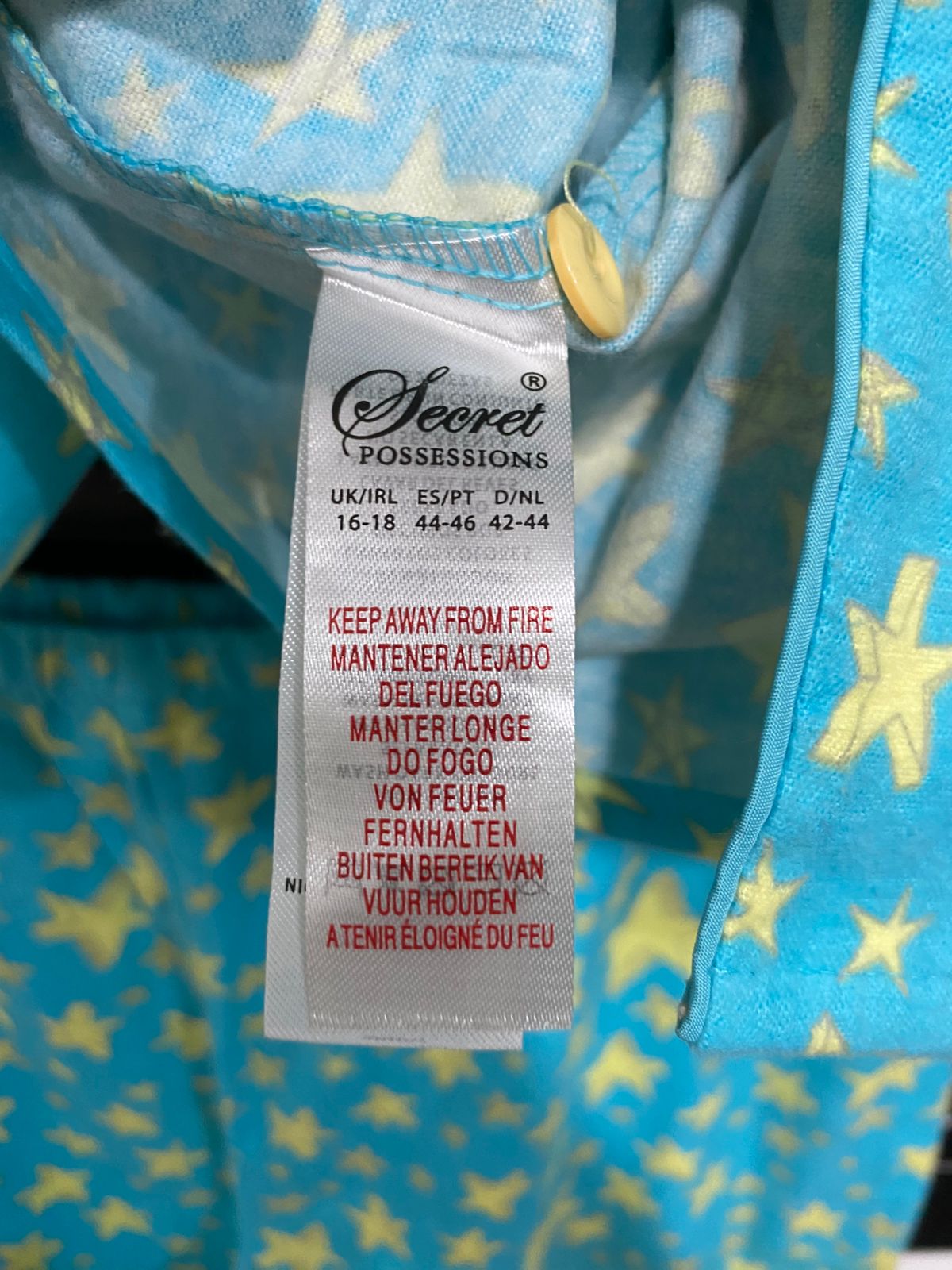SECRET |L| A28| TURQUOISE BLUE & YELLOW STAR PRINT PAJAMA SET
